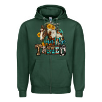 Sports Green can't be tamed horse Zipper Hoodie - OliviaCreatesArt