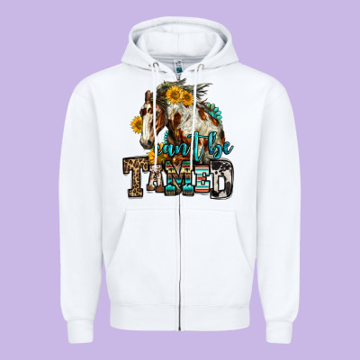 Can't Be Tamed Horse Zipper Hoodie Designed By Oliviacreatesart