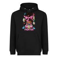 Black Mom Is A Fighter And Afro Messy Bun Mom Heavyweight Hoodie - BundleAndBundleShop