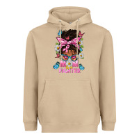 Mushroom Mom Is A Fighter And Afro Messy Bun Mom Heavyweight Hoodie - BundleAndBundleShop