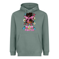 Sage Mom Is A Fighter And Afro Messy Bun Mom Heavyweight Hoodie - BundleAndBundleShop