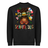 Black school bus driver afro messy bun Heavyweight Sweatshirt - texasbilliewilder