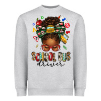 Heather Grey school bus driver afro messy bun Heavyweight Sweatshirt - texasbilliewilder
