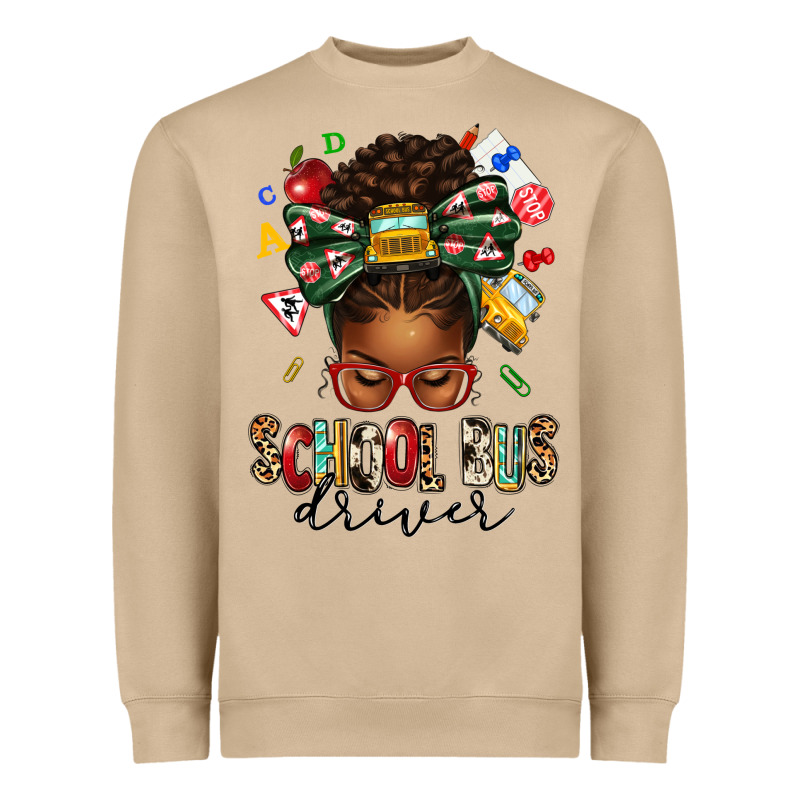 School Bus Driver Afro Messy Bun Heavyweight Sweatshirt by texasbilliewilder | Teevron