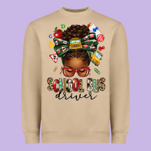 School Bus Driver Afro Messy Bun Heavyweight Sweatshirt Designed By Texasbilliewilder