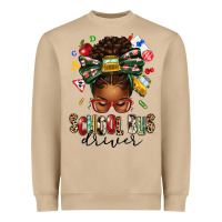 Mushroom school bus driver afro messy bun Heavyweight Sweatshirt - texasbilliewilder
