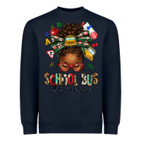 Navy school bus driver afro messy bun Heavyweight Sweatshirt - texasbilliewilder
