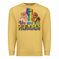 Antique Gold We Are All Human Premium Sweatshirt - BundleAndBundleShop