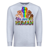 Heather Grey We Are All Human Premium Sweatshirt - BundleAndBundleShop