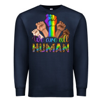 Navy We Are All Human Premium Sweatshirt - BundleAndBundleShop