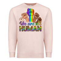 Pale Pink We Are All Human Premium Sweatshirt - BundleAndBundleShop