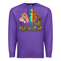 Purple We Are All Human Premium Sweatshirt - BundleAndBundleShop