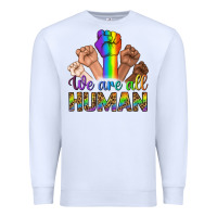 White We Are All Human Premium Sweatshirt - BundleAndBundleShop