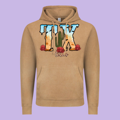 Texas Cactus Vintage Hoodie Designed By Ranaportraitstore