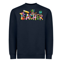 Navy Autism Teacher Heavyweight Sweatshirt - NancyCooperArtShop