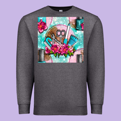 Nail Tools And Polish With Flowers And Tooled Leather Seamless Pattern Premium Sweatshirt Designed By Bundleandbundleshop
