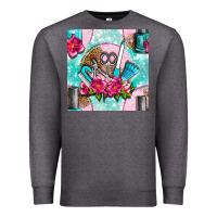 Charcoal Heather nail tools and polish with flowers and tooled leather seamless pattern Premium Sweatshirt - BundleAndBundleShop