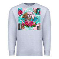 Heather Grey nail tools and polish with flowers and tooled leather seamless pattern Premium Sweatshirt - BundleAndBundleShop