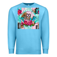 Ocean Blue nail tools and polish with flowers and tooled leather seamless pattern Premium Sweatshirt - BundleAndBundleShop