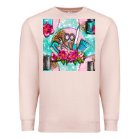 Pale Pink nail tools and polish with flowers and tooled leather seamless pattern Premium Sweatshirt - BundleAndBundleShop