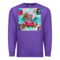 Purple nail tools and polish with flowers and tooled leather seamless pattern Premium Sweatshirt - BundleAndBundleShop