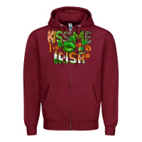 Burgundy Kiss me i am irish St. Patrick's Day Zipper Hoodie - CowGirlArtShop
