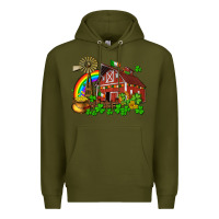 Army Green St. Patrick's farm with gold Premium Hoodie - OliviaCreatesArt