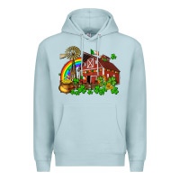 Blue Mist St. Patrick's farm with gold Premium Hoodie - OliviaCreatesArt