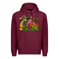 Burgundy St. Patrick's farm with gold Premium Hoodie - OliviaCreatesArt