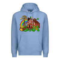 Colony Blue St. Patrick's farm with gold Premium Hoodie - OliviaCreatesArt