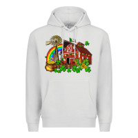 Dove Grey St. Patrick's farm with gold Premium Hoodie - OliviaCreatesArt