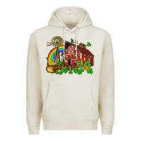 Oatmeal Heather St. Patrick's farm with gold Premium Hoodie - OliviaCreatesArt