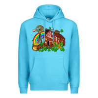 Ocean Blue St. Patrick's farm with gold Premium Hoodie - OliviaCreatesArt