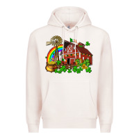 Pale Pink St. Patrick's farm with gold Premium Hoodie - OliviaCreatesArt