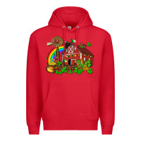 Red St. Patrick's farm with gold Premium Hoodie - OliviaCreatesArt