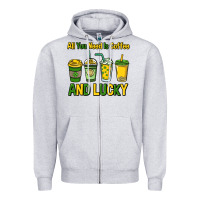 Heather Grey All you need is coffee and lucky St. Patrick's Zipper Hoodie - HowdyJamesFarm