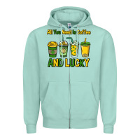 Seafoam All you need is coffee and lucky St. Patrick's Zipper Hoodie - HowdyJamesFarm