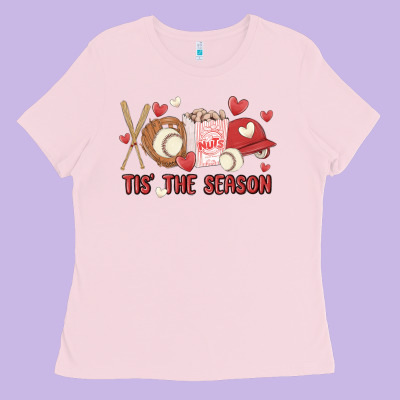Tis The Season Baseball Ladies Tee Designed By Maliassmallbusiness