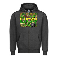 Charcoal Heather All you need is coffee and lucky St. Patrick's Zipper Hoodie - HowdyJamesFarm