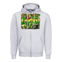 Heather Grey All you need is coffee and lucky St. Patrick's Zipper Hoodie - HowdyJamesFarm