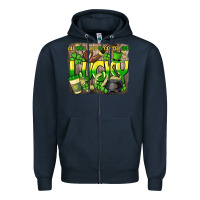 Navy All you need is coffee and lucky St. Patrick's Zipper Hoodie - HowdyJamesFarm