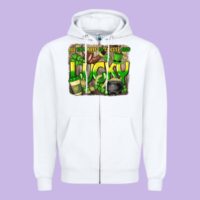 All You Need Is Coffee And Lucky St. Patrick's Zipper Hoodie Designed By Howdyjamesfarm