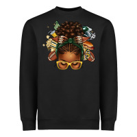 Black american football afro messy bun Heavyweight Sweatshirt - texasbilliewilder