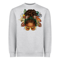 Heather Grey american football afro messy bun Heavyweight Sweatshirt - texasbilliewilder
