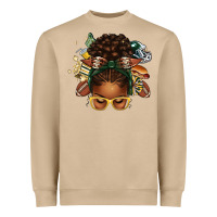 American Football Afro Messy Bun Heavyweight Sweatshirt | Teevron