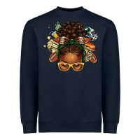 Navy american football afro messy bun Heavyweight Sweatshirt - texasbilliewilder