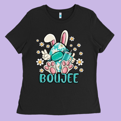 Boujee  Easter  Egg Ladies Tee Designed By Maliassmallbusiness
