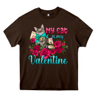 Chocolate Brown my cat is my valentine Heavy Core Tee - AdoDesignShop