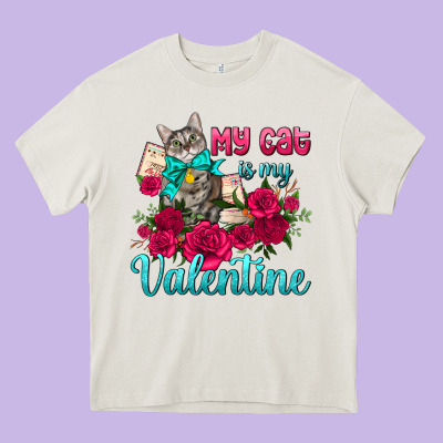 My Cat Is My Valentine Heavy Core Tee Designed By Adodesignshop