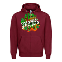Burgundy Happy St. Patrick's Day Zipper Hoodie - CowGirlArtShop
